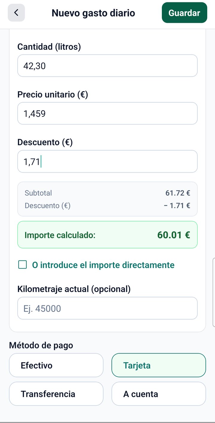 Alta de un repostaje con 42,30 litros a 1,459 euros y descuento de 1,71